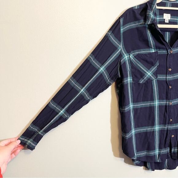 A New Day Plaid Collared Long Sleeve Front Pockets Button Down Shirt Blue XXL - Picture 11 of 15
